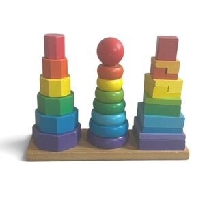 Melissa & Doug Wooden Geometric Stacker Toy Montessori Sorting Learning Kids